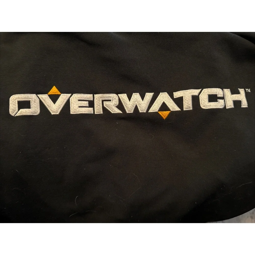 Blizzard Overwatch‎ Jacket Mens Medium Black Gray Hooded Button Up Gamer Hoodie
